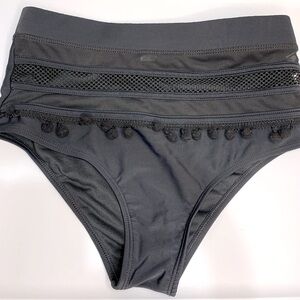 No Brand Mesh & Pom Pom Boho High Waist Bikini Bottom Size Medium